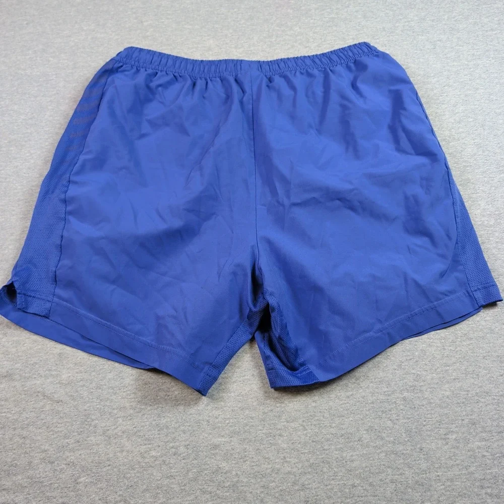 Gymshark Mens XL Blue Sport Stripe Shorts Zipper Pockets Mesh Panels A1A9T